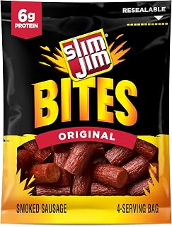Slim Jim Bites, Original Bite-Sized Smoked Sausage Snacks, 3.75 oz.