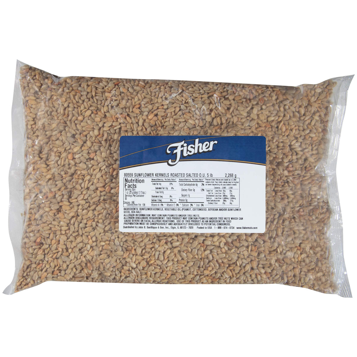 Sunflower Kernels - Roasted & Salted by Fisher – 80.0 Ounce (Pack of 1)