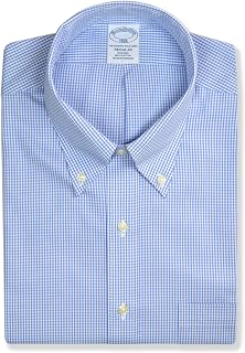Brooks Brothers Mens Regular Fit All Cotton Mixed Plaid Pocket Dress Shirt,