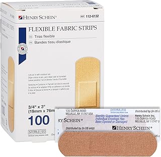 Henry Schein Fabric Adhesive Strip Bandages 3/4" x 3", Sterile, 100 Ct