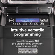 Hamilton Beach Commercial 64 Ounce / 2 Liter / HBH755R / Black/Clear Countertop Blenders