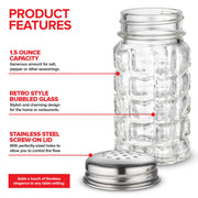 1.5 oz Retro Salt and Pepper Shakers by Stock Your Home – 1.5 ounces, Clear, Pack of 2