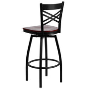 Flash Furniture Mahogany Wood Seat/Black Metal Frame / 1 Pack / Traditional Barstools