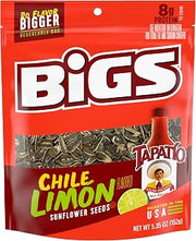 BIGS Sunflower Seeds, Tapatio Chile Limon Flavor, 5.35 oz. (Pack of 12)