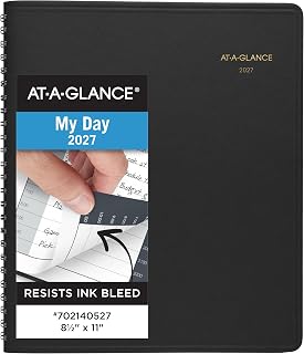 AT-A-GLANCE 2027 Appointment Book Planner, Daily, 8.5" x 11", 24-Hour, Black (702140527)