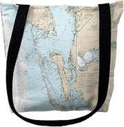 Betsy Drake TY11426ELM 16 x 16 in. Estero Bay to Lemon Bay Florida Nautical Map Tote Bag - Medium