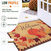 OLANLY Doormat, Low Profile Polyester Front Door Mat, Welcome Fall Pumpkin 30x17