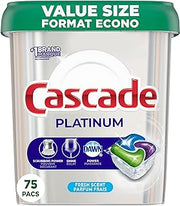 Cascade Platinum Dishwasher Pods, Dish Detergent ActionPacs, Fresh, 75 Count