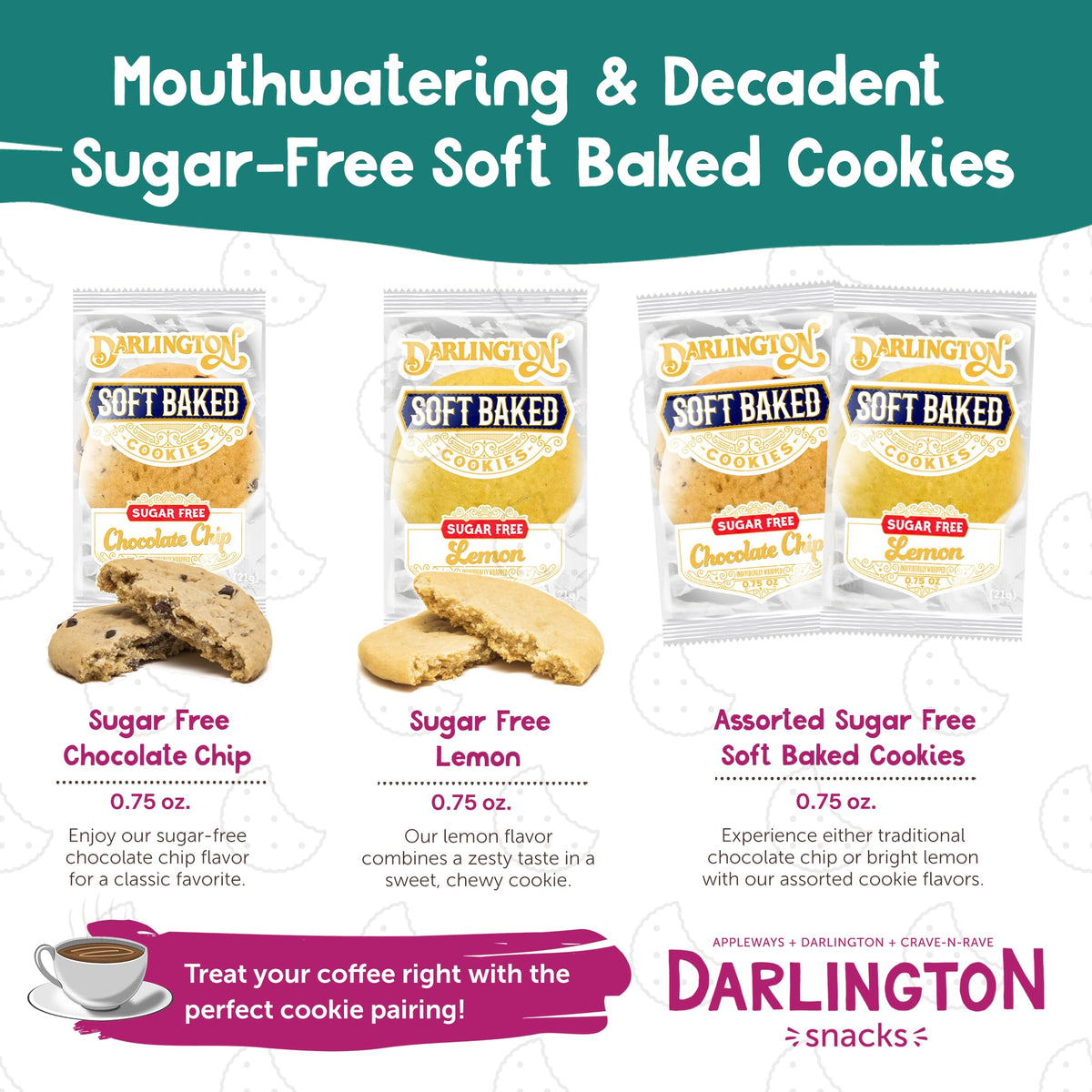 Darlington Snacks Assorted (Sugar-Free) / 0.75 Ounce (Pack of 212) / 212 Cookie Assortments