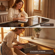 Kiabee Electric Warming Tray, 8 Panels Tempered Glass, Black