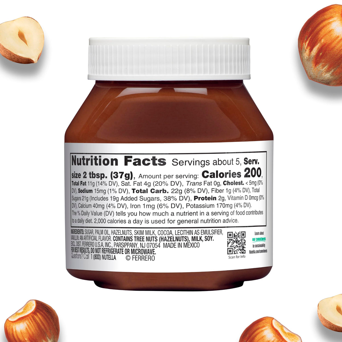 Hazelnut with Cocoa Spread by Nutella – 7.7 Ounce (Pack of 2), Brown, Pack of 2, Model 009800802203