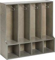 ECR4Kids Streamline 4-Section Toddler Coat Locker with Bench, Classroom Furniture, Grey Wash