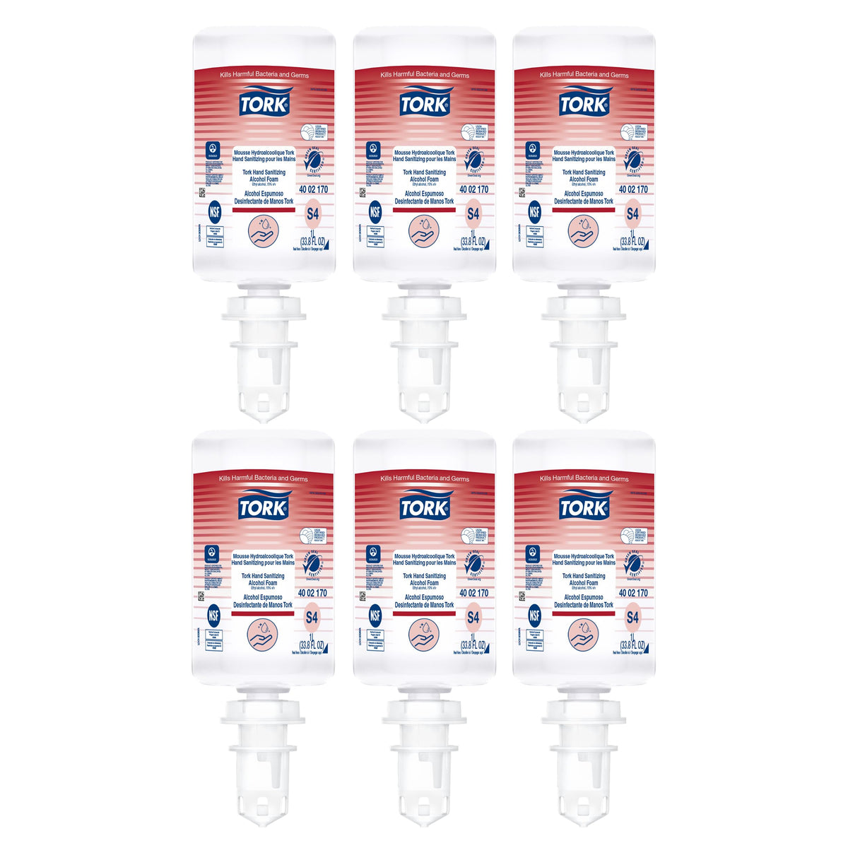 Tork Alcohol Foam Hand Sanitizer S4 – 6 x 1L, 400217, 33.8 Fl Oz (Pack of 6)