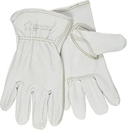 MCR Safety 3200M Grain Cow Full Leather Driver Premium Grade Gloves with Keystone Thumb & Self-Hemmed, Cream, Medium, 1-Pair