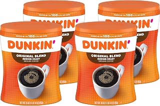 Dunkin' Donuts Original Blend Medium Roast Ground Coffee, 30 Ounces, Pack of 4