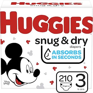 HUGGIES Snug & Dry Baby Diapers One Month Supply, 210 Count (Packaging May Vary)