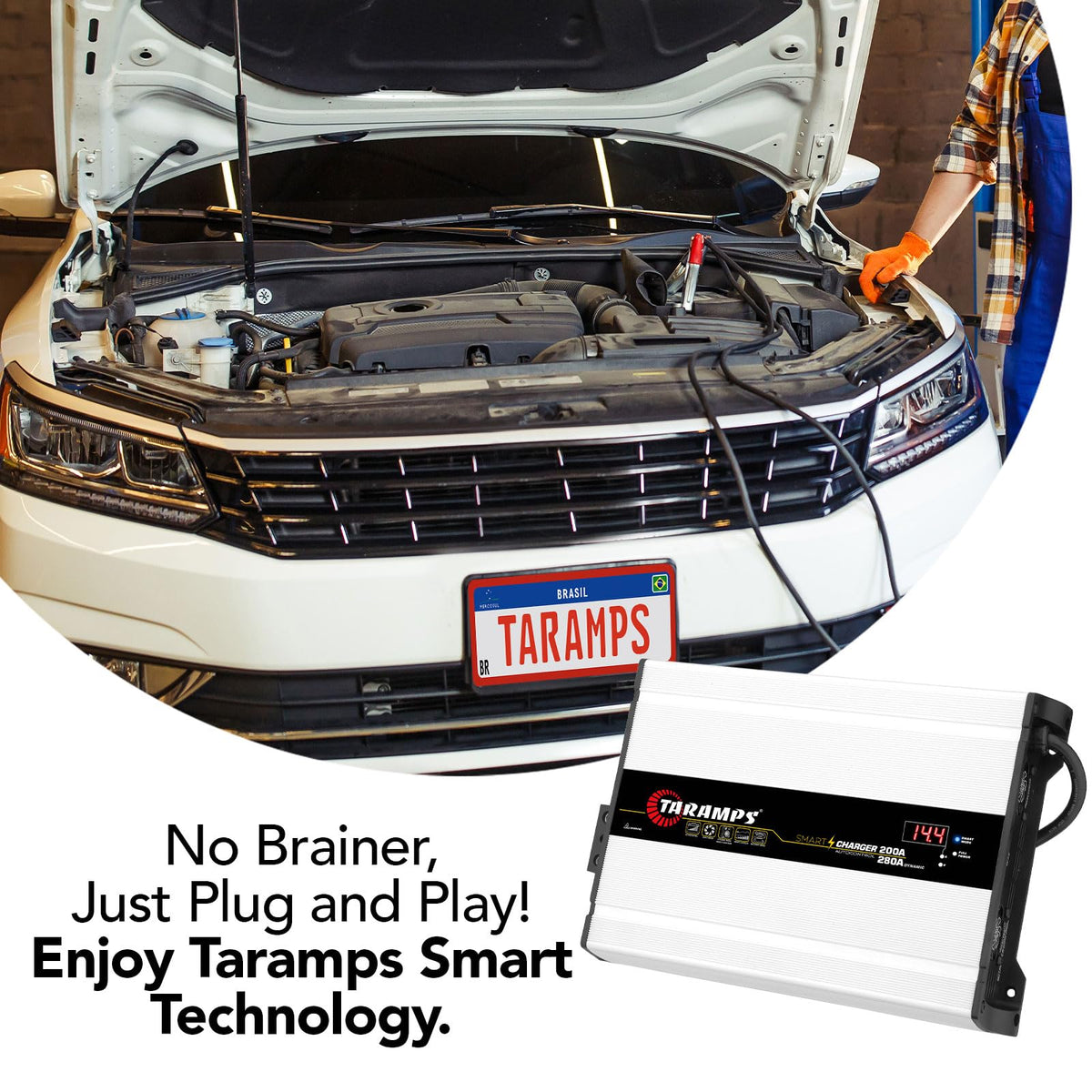 Taramps Smart Charger 200/280A Battery Charger 280A Dynamic Mode Car Audio System Power Supply 4000 Watts Max Output Power Bivolt Automatic 127/220VAC by Taramp's – Model