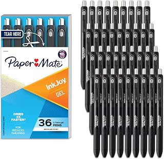 Paper Mate InkJoy Gel Pens, Retractable, Medium Point (0.7mm), Black, 36 Count - Office Supplies, Journaling, Note Taking