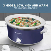 Slow Cooker 6-Quart Manual Crockery Style with Dishwasher Safe Oval Ceramic Crockpot and Glass Lid Two Temperature Settings Plus Keep Warm by West Bend – Model SCWB6QPTNW13