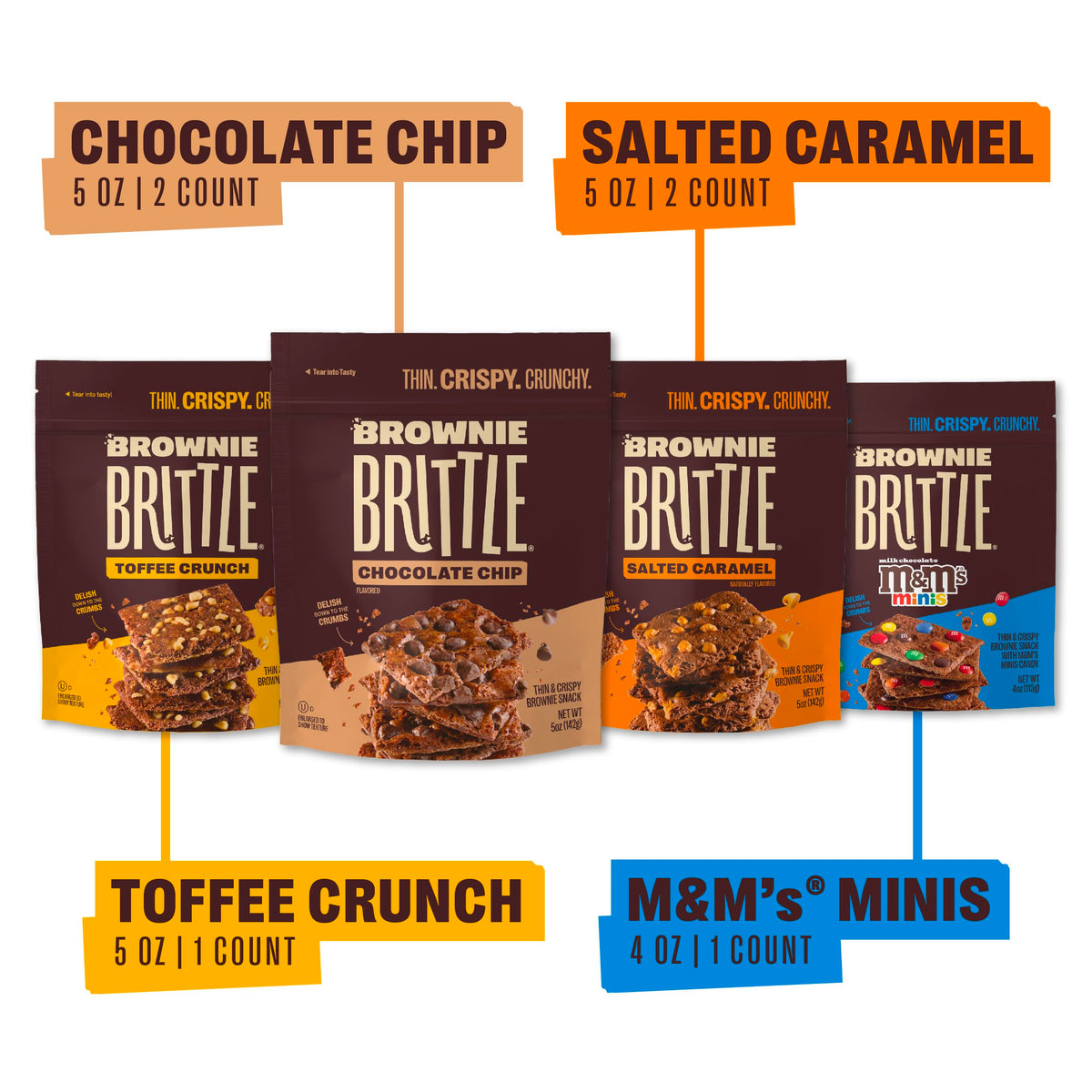 Brownie Brittle Multi-Flavor Variety Pack / 5 Ounce (Pack of 6) / 1 Brittle