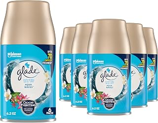 Glade Automatic Spray Refill, Air Freshener for Home and Bathroom, Aqua Waves, 6.2 Oz, 6 Count