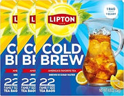 Lipton Cold Brew Iced Tea Bags, Family Size, Zero Calories, No Boiling Needed, 22 Count Each (Pack of 3, 66 Total Tea Bags)