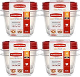 Rubbermaid Clear Plastic Food Storage and Kitchen Organization Containers Stackable Set with Lid for Leftovers and Meal Prep, 8 Pack, Red