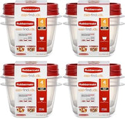 Rubbermaid Clear Plastic Food Storage and Kitchen Organization Containers Stackable Set with Lid for Leftovers and Meal Prep, 8 Pack, Red