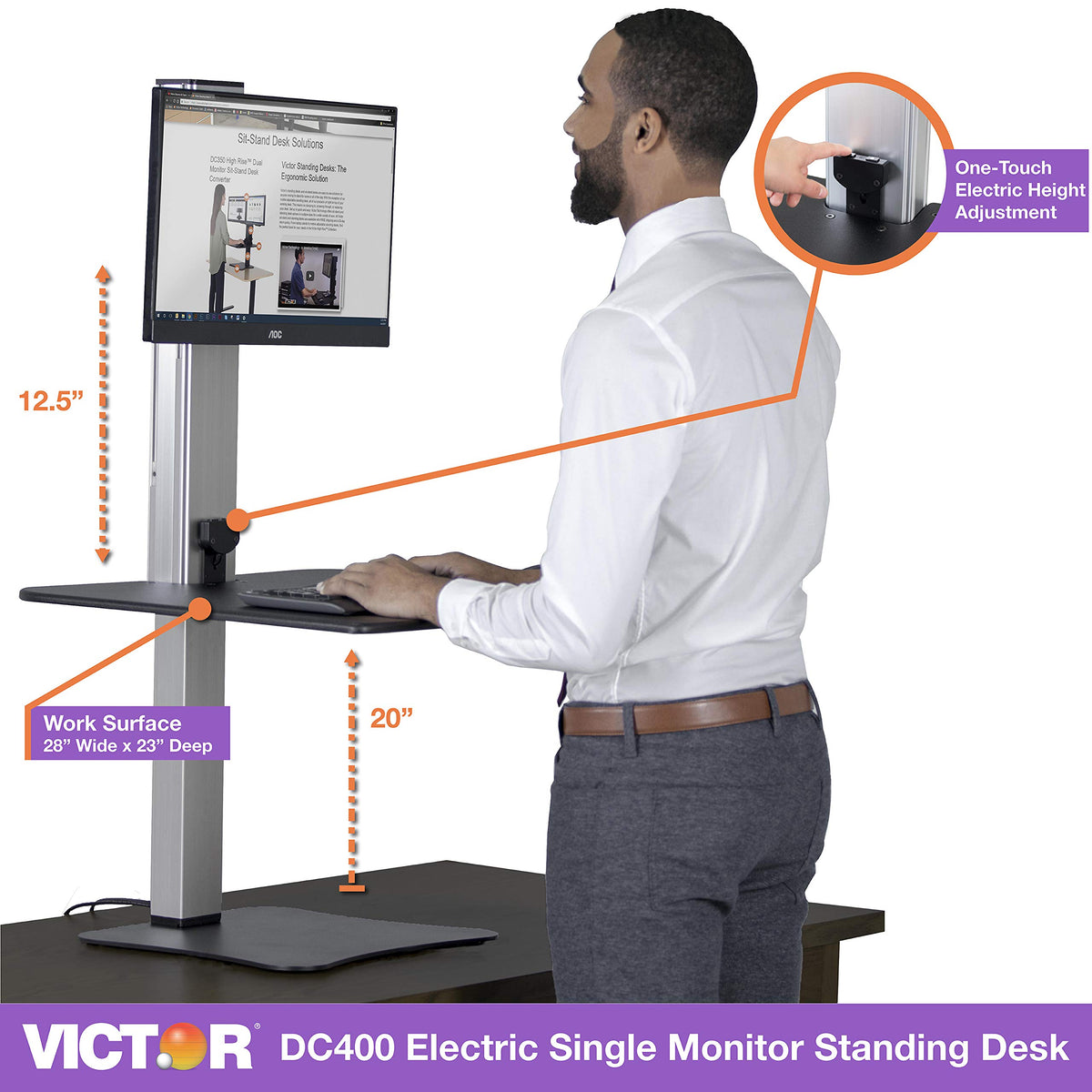 Victor Single Monitor / Black W/Aluminum / Modern Monitor Stands