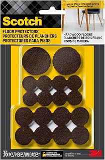 Scotch Furniture Caster Cups, Non-Slip Floor Protectors, Brown, 36 Count