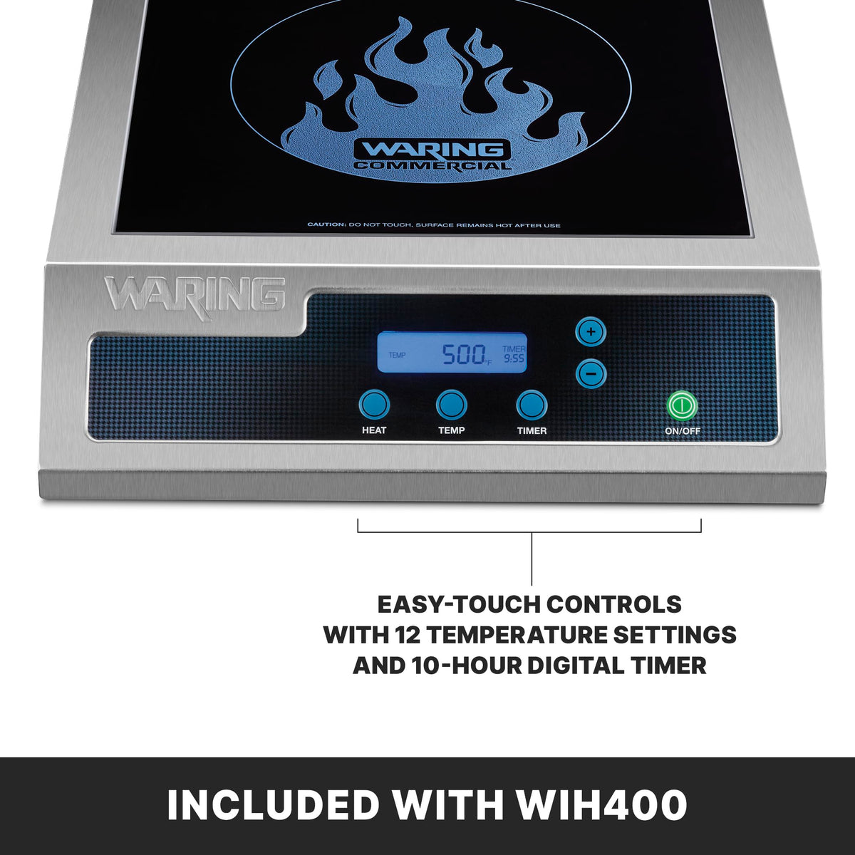 Waring Silver / WIH400 - Single Burner / 11" x 11" Schott ceramic glass surface Countertop Burners