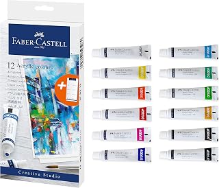 Faber-Castell Acrylic Paint Set - 12 Paint Tube Colors, Acrylic Paint Set for Adults
