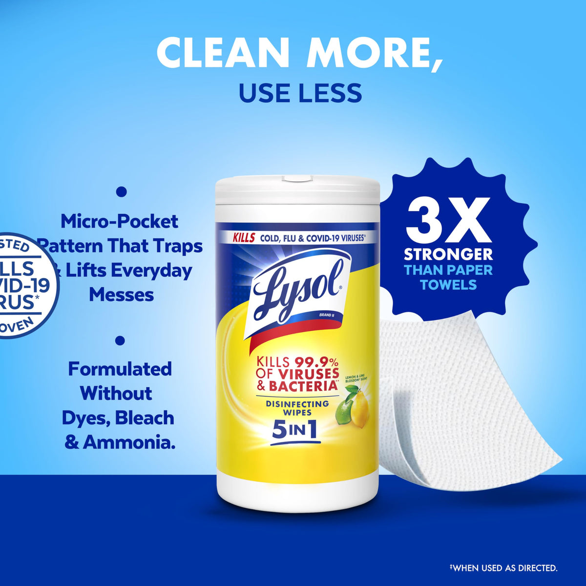 Disinfecting Wipes by Lysol – 80 Count (Pack of 4), Plastic, Wipes, Pack of 4, Model 59909