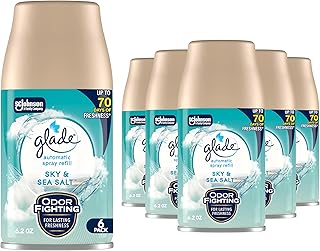 Glade Automatic Spray Refill, Sky & Sea Salt, Scented Air Freshener for Home and Bathroom, 6.2 Oz, 6 Count