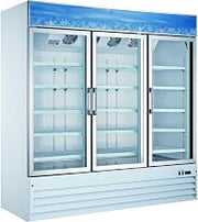 Omcan 50052 Commercial Reach In Refrigerator 78 inch 3 Door Swing Glass Cooler