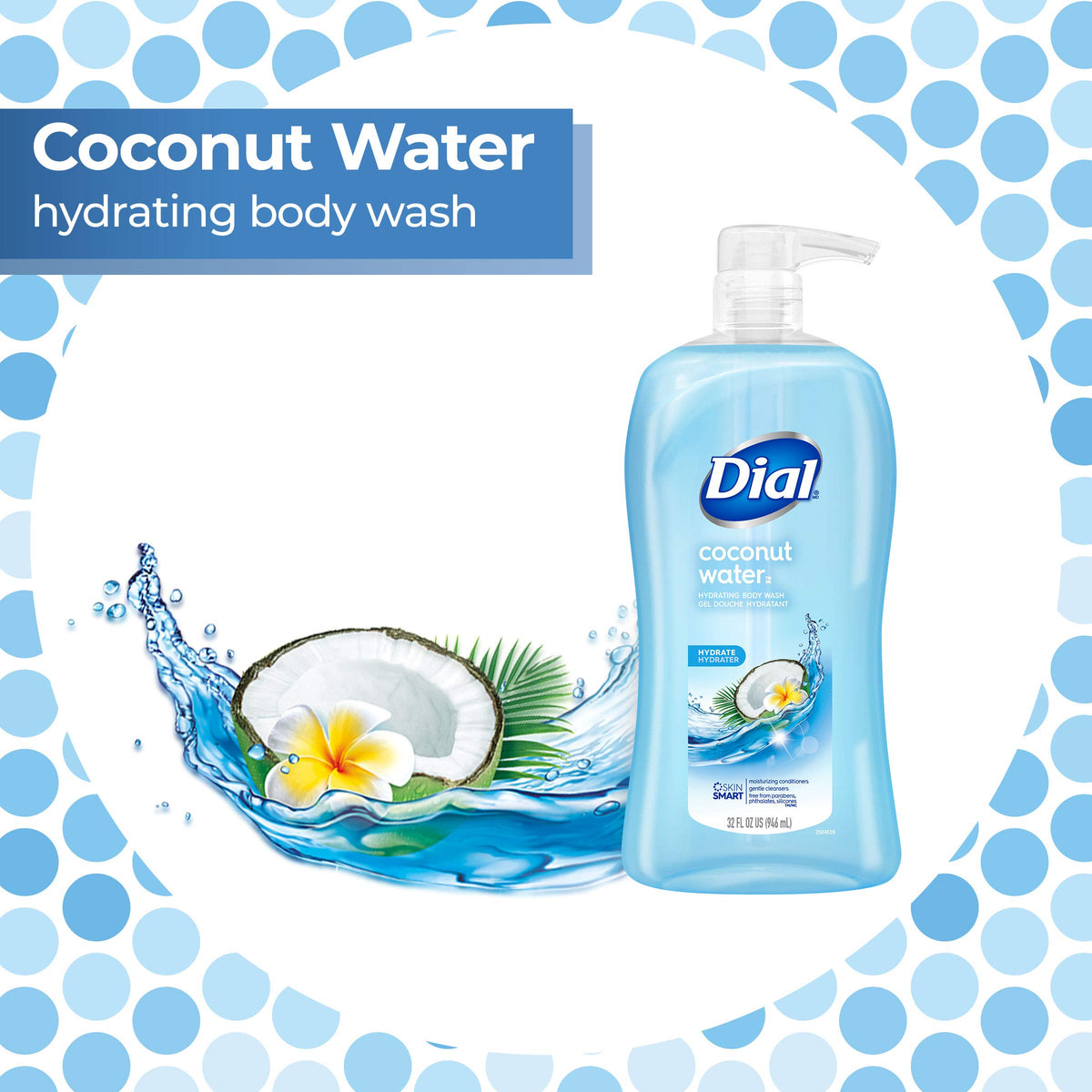 Body Wash Coconut Water & Spring Water Scents 32 fl oz (2-Pack) by Dial – Pack of 2