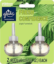 Glade PlugIns Refills Air Freshener, Fresh Confidence, Scented and Essential Oils for Home and Bathroom, 0.67 Fl Oz, 2 Count