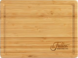 Fuller Brush Fuller's Bamboo Cutting Board - 12” x 9” Wooden Chopping Board for Kitchen - Durable, Knife-Friendly, Easy to Clean - With Juice Groove & Side Handles for Food Prep & Serving