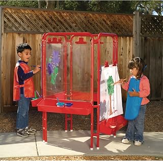 Colorations 4WAPE Adjustable Indoor-Outdoor Metal Frame Easel with Paint-on Acrylic Panels for Four Children