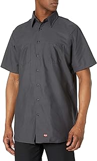 Men's Short Sleeve Work Shirt with Mimix by Red Kap – Large, Polycotton, Charcoal, Model SX20-CH-L