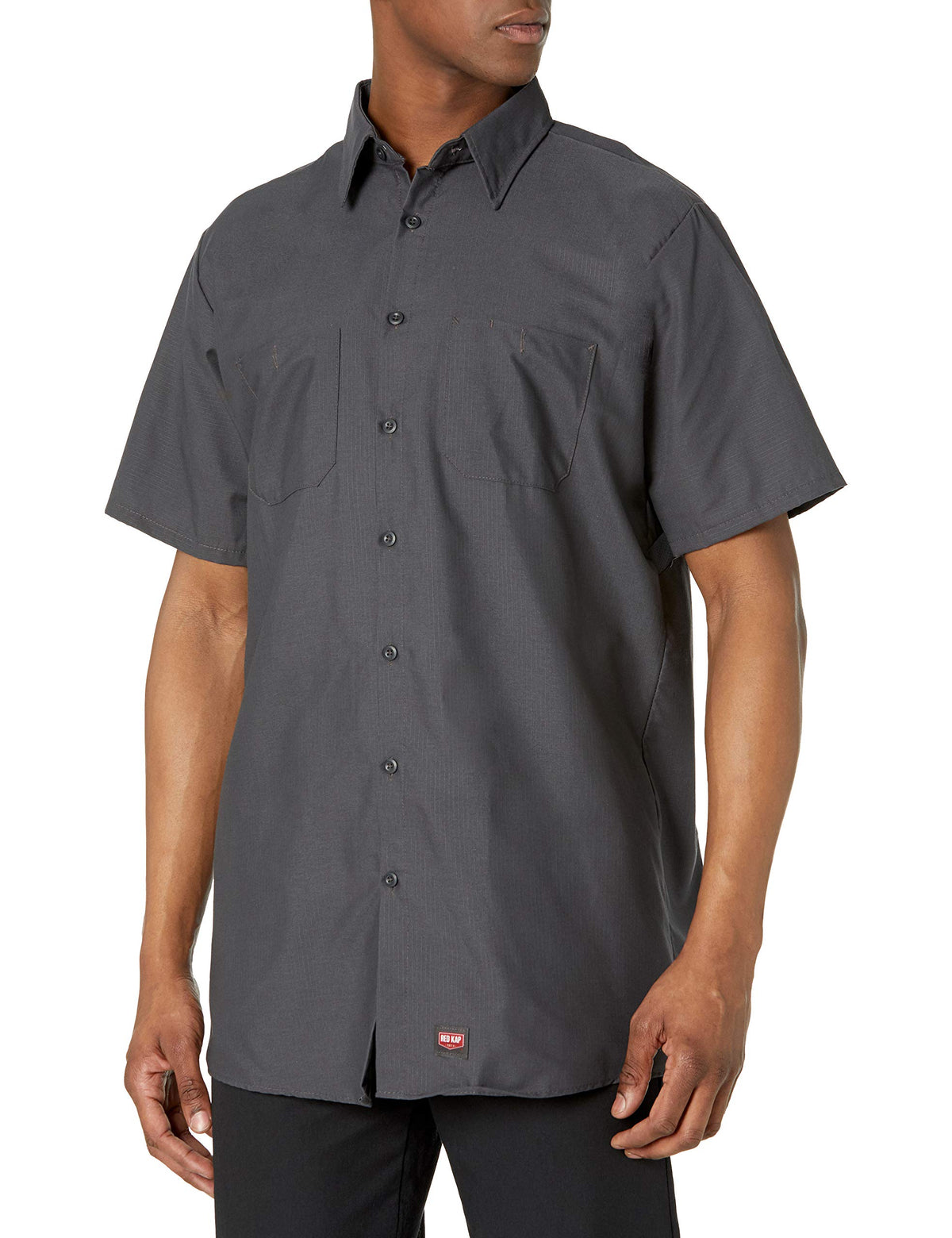Men's Short Sleeve Work Shirt with Mimix by Red Kap – Large, Polycotton, Charcoal, Model SX20-CH-L