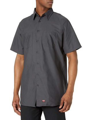 Men's Short Sleeve Work Shirt with Mimix by Red Kap – Large, Polycotton, Charcoal, Model SX20-CH-L