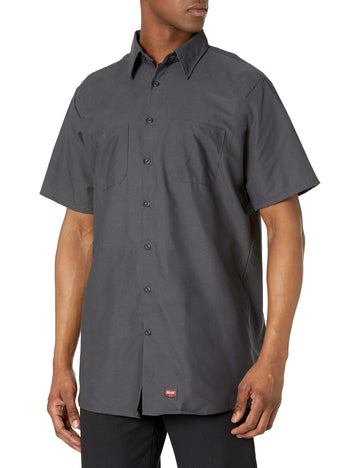 Men's Short Sleeve Work Shirt with Mimix by Red Kap – Large, Polycotton, Charcoal, Model SX20-CH-L