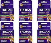 TROJAN Pleasure Pack Lubricated Premium Latex Condom - 3 Ea, 6 Pack