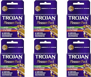 TROJAN Pleasure Pack Lubricated Premium Latex Condom - 3 Ea, 6 Pack