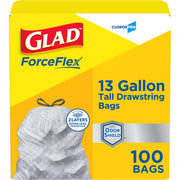 CloroxPro Glad ForceFlex Tall Drawstring Trash Bags, 13 Gallon, 100 Ct (Package May Vary)