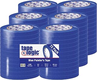 Tape Logic (72 Pack Blue Painter's Tape, 1/2 Inch x 60 Yards, Multi-Surface, Easy Removal and Residue Free (TLT9333000)