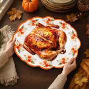 Ceiba Tree Turkey Serving Platter, Melamine, 16 x 12.6 Inch, Thanksgiving