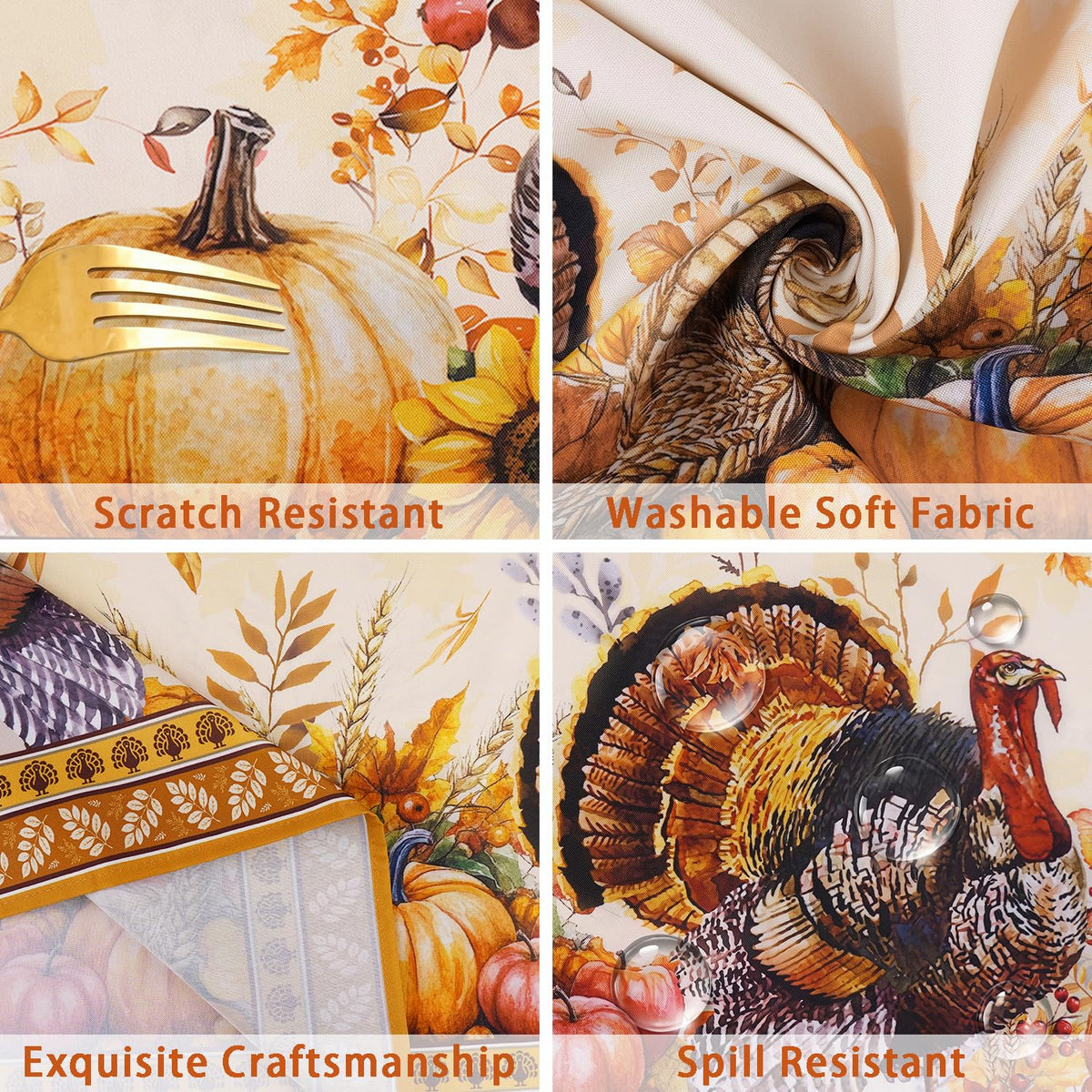 Pahhjsa Thanksgiving Tablecloth, 60 x 120 Inch Rectangle, Thanksgiving Harvest