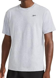 Reebok Men's Short Sleeve Crewneck Embroidered T-Shirt, Standard Fit, Lightweight Stretch Cotton Fabric